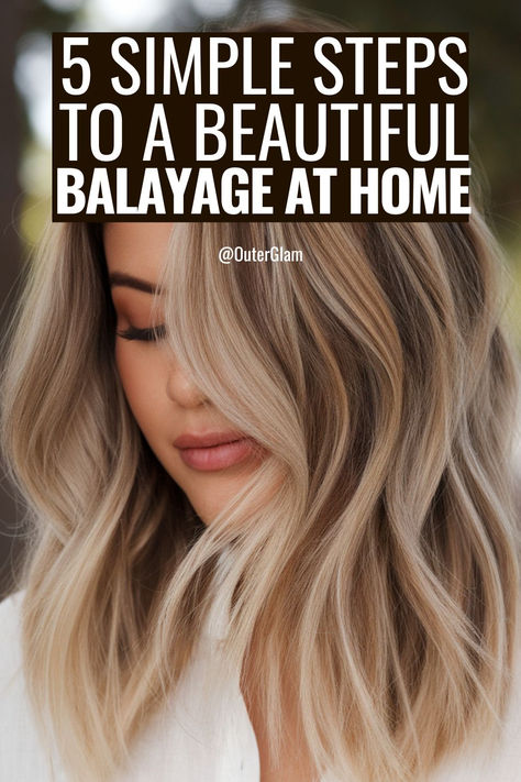 If you've always wanted to try balayage but hesitate to visit a salon, this is the solution you've been waiting for. Learn how to create stunning, sun-kissed highlights from the comfort of your home. Discover 5 simple steps to achieve a professional-looking balayage, saving time and money while giving your hair a beautiful, natural glow. How To Do Dark Roots Blonde Hair Balayage, From Burnett To Blonde, Easy Hair Colors To Do At Home, At Home Highlights For Dark Hair Diy, How To Do Balayage Hair At Home, Color Melting Hair Brown To Blonde, How To Foil Highlights At Home, How To Color Your Hair At Home, Coloring Your Own Hair At Home