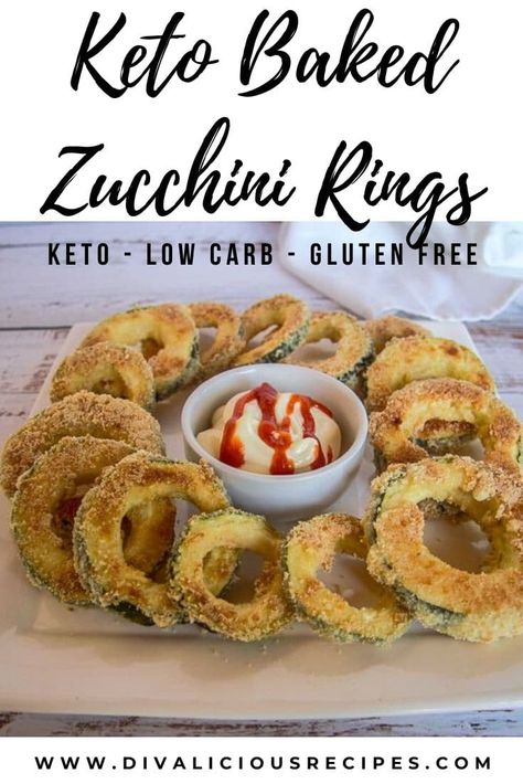 Keto Baked Zucchini Rings Zucchini Rings, Keto Baked Zucchini, Baked Zucchini, Gluten Free Sides Dishes, Bake Zucchini, Easy Zucchini, Low Carb Zucchini, Keto Friendly Desserts, Low Carb Appetizers