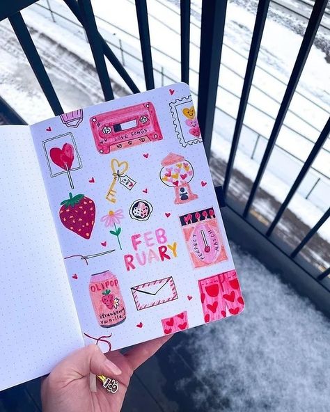 February Bujo Cover, Bullet Journal Monthly Spread Ideas, Monthly Spread Ideas, February Cover Page, February Bujo, Bujo Cover, Bullet Journal Monthly, Bullet Journal Monthly Spread, Bullet Journal Ideas Templates