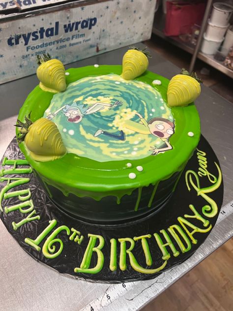 Rick And Morty Cake Ideas, Rick And Morty Birthday Party Ideas, Smear Cake, Rick And Morty Cake, Rick And Morty Birthday, Spiderman Birthday Cake, Birthday Cake For Husband, Cake For Husband, Birthday Sheet Cakes