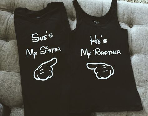 Disneyland shirts- brother and sister Brother And Sister Shirt Ideas, Matching Brother Sister Shirts, Brother Sister T Shirt Ideas, Brother Sister Tshirt Ideas, Brother And Sister Shirts, Brother And Sister Outfits, Brother Sister Outfits, Brother And Sis, Disney Shirts For Men