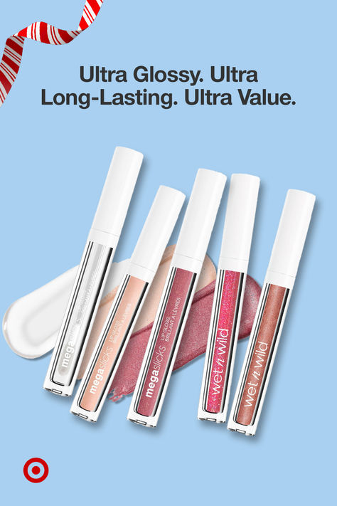 Give your lips the gift of long-lasting color, ultra gloss & hydration this season with Wet n Wild MegaSlicks lip gloss. Make merry makeup moments this holiday. Available at Target. Cosplay Inspo, Wet N Wild, Your Lips, Sweet 16, Lip Gloss, The Gift, Same Day Delivery, Long Lasting, Lips