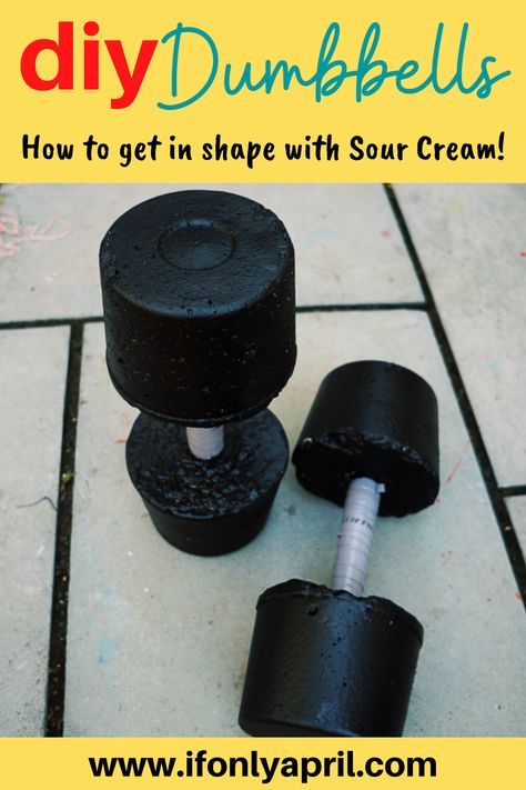 Learn how to get in shape with sour cream and how to make diy dumbbells for your next fitness routine! | dumbbells | diy | equipment for exercises to lose belly fat | at home gym | gym equipment | dumbbell arm workout equipment | diy dumbbell | upper body workout at home | workout at home | exercise at home | equipment for weight loss exercises | fitness | gym inspiration | home fitness How To Make Dumbbells At Home, Diy Workout Equipment, Fake Dumbell Prop Diy, Dumbell Stand Diy, Diy Dumbbells, Dumbbell Upper Body Workout, Diy Bowflex Dumbbell Stand, How To Make Gym Equipment At Home, Diy Dumbbell