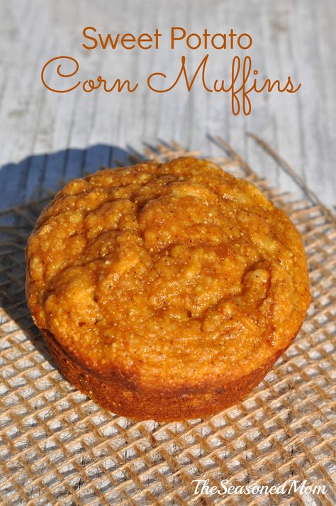 Sweet Potato Corn Muffins 2 Sweet Patato, Cranberry Fluff, Sweet Potato Cornbread, Creamy Fruit Salads, Toddler Foods, Muffins Easy, Sides Dishes, The Seasoned Mom, Sweet Potato Muffins