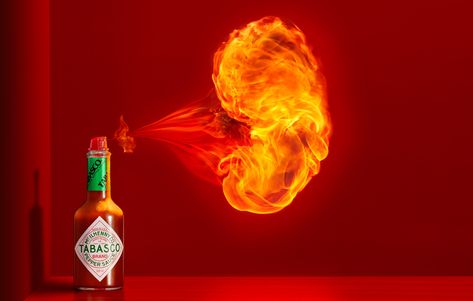 Tabasco hot sauce with a fireball Bring The Heat, Product Photography, Still Life Photography, Creative Photography, The Heat, Still Life, Doodles, Heat, London