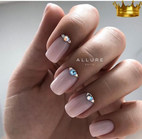 Prom Nail Designs, Nails With Rhinestones, Squoval Nails, Gel Nails At Home, Nails Design With Rhinestones, Her Nails, Crystal Nails, Prom Nails, Classy Nails