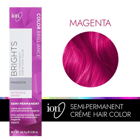 ion Color Brilliance Semi-Permanent Brights Hair Color are high-fashion hair colors designed to give vivid, boldly intense results. Ion Magenta Semi Permanent Hair Color | Pink | 2.05 FL oz. | Sally Beauty Ion Color Brilliance Brights, Ion Hair Colors, Magenta Hair Colors, Ion Color Brilliance, Hair Color Plum, Hair Colour Design, High Fashion Hair, Magenta Hair, Bright Hair Colors