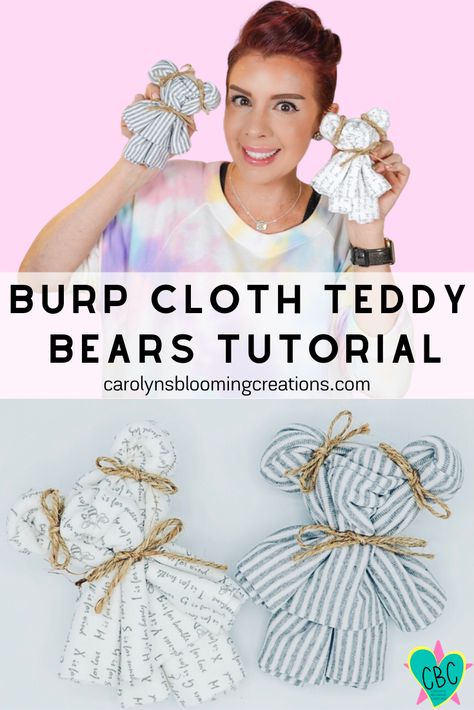 A super easy tutorial that will have you making these teddy bears for all the new moms and dads in your life! #burpclothteddybear #washclothteddybear #towelanimals #babyshowerideas #babygifts #giftideas #babyshower Teddy Bear Washcloth Tutorial, Diy Burp Cloth, Washcloth Bear, Washcloth Teddy Bear, Easy Baby Shower Gift, Burp Cloths Diy, Baby Gifts To Make, Diy Teddy Bear, Diy Baby Blanket