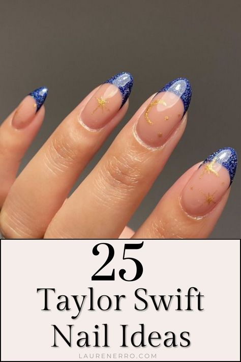 Feeling inspired by Taylor’s latest album or just love her iconic style? We can bring that Taylor magic right to your fingertips with amazing nail art ideas! From sweet pastels to sparkly details, there’s a mani design that perfectly captures the vibe of each Taylor Swift era. Get ready to channel your inner rockstar (or heartbroken poet, depending on the mood) with this fun Taylor Swift nail inspiration! Taylor Swift Nails Midnights Era, Ts Inspired Nails, Eras Tour Inspired Nails, Midnight Era Nails, Simple Eras Tour Nails, Lover Era Nails Taylor Swift, Taylor Swift Midnights Era Nails, Taylor Swift Fearless Nails Inspired, All Too Well Nails