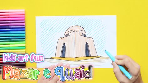 How to draw and color Mazar e Quaid Mazar E Quaid Drawing, Mazar E Quaid, Quaid E Azam, Independence Day Decoration, Mini Drawings, Easy Drawings, Independence Day, Art For Kids, To Draw