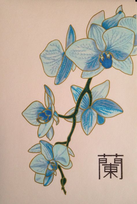 Blue Orchid Painting, Blue Orchid Drawing, Blue Orchids Aesthetic, Blue Orchid Tattoo, Blue Orchid Flower, Orchid Painting, Orchid Drawing, Winter King, Orchids Painting