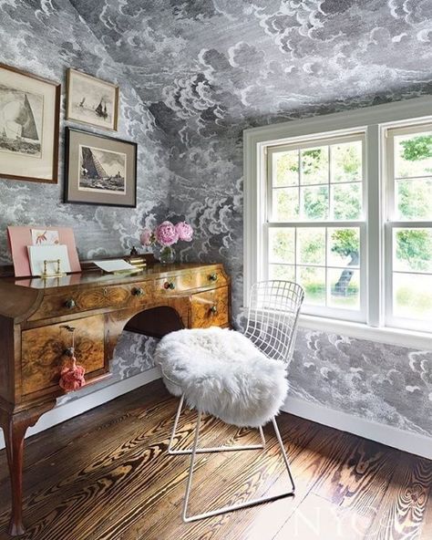 Nuvolette Wallpaper, Cole And Son Wallpaper, Iconic Wallpaper, Wallpaper Fabric, Bedroom Style, Emily Henderson, Cloud Wallpaper, Up House, Dreamy Bedrooms