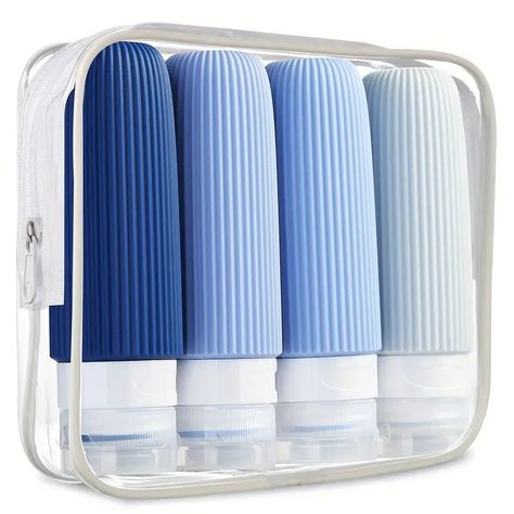 Travel Bottles Toiletries Tsa Approved Portable Travel - Temu Clear Toiletry Bag, Silicone Travel Bottles, Travel Bottle Set, Silicone Bottle, Bottle Stand, Tsa Approved, Travel Bottles, Shampoo Conditioner, Plastic Waste