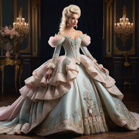 Marie Antoinette-inspired gown by dodoman - Playground Barbie Fashion Fairytale, Rococo Gown, Dress References, Marie Antoinette Dresses, Barbie Jewelry, Antoinette Dress, 18th Century Costume, Beautiful Long Dresses, Historical Women