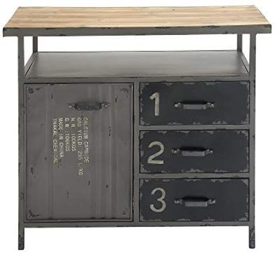 Amazon.com: Deco 79 Industrial Repurposed Metal Utility Cabinet with Storage & Wood Tabletop, Industrial Furniture Storage Cabinet, Wood & Metal Cabinet | 36” x 32”: Home & Kitchen Utility Cabinet, Industrial Storage Cabinets, Industrial Cabinet, Utility Cabinets, Large Storage Cabinets, Paint Storage, Industrial Storage, Metal Cabinet, Wood Countertops