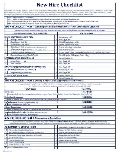 New Hire Checklist Template, New Hire Checklist, Onboarding Checklist, Hire Purchase, Employee Onboarding, Employee Handbook, 90 Day Plan, Business Basics, First Day Of Work