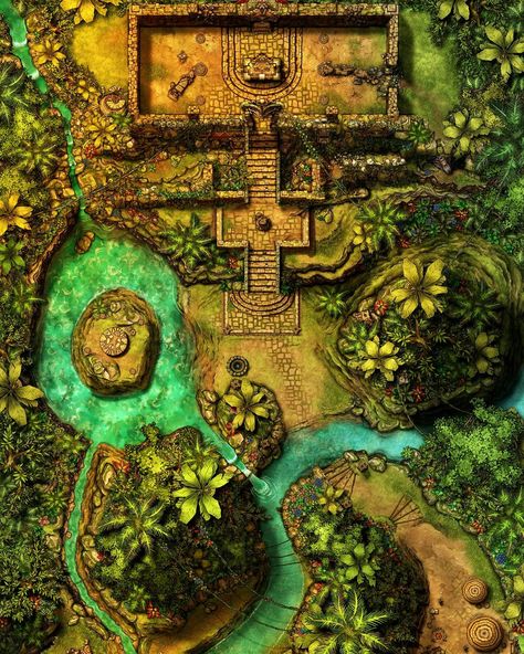 Ziggurat of the Old Gods 34x68. 7 variants and a jungle battle map your players@will have a blast expiring! #battlemaps #dndmaps #patreon #ttrpg #dndart #foundry #roll20 Jungle Battle Map, Jungle Map, The Old Gods, Old Gods, Battle Map, Tabletop Rpg Maps, Dnd Maps, Rpg Maps, D D Maps