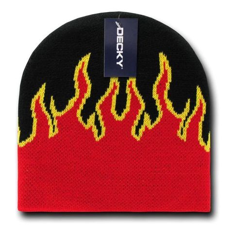 Fire Flame Knit Beanies - Decky 8003 – Malibu Cache Skully Hat, Fishing Hats For Men, America Hat, Short Beanie, Flame Pattern, Fire Flames, Striped Beanies, Hat Embroidery, Mesh Hat