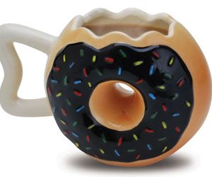 Fancy Donuts, Office Party Gifts, Donut Gifts, Cool Coffee Mugs, Coffee And Donuts, Cool Coffee, Donut Shape, Creative Coffee, Chocolate Caliente