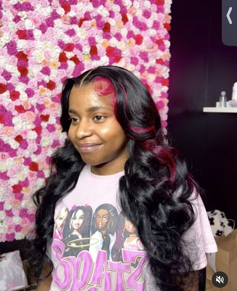 Sew In Hairstyles Middle Part, Sew In With Color, Sew In Color, Hairstyles Middle Part, Middle Part Sew In, Frontal Wig Hairstyles, Sew In Hairstyles, Birthday Hairstyles, Black Ponytail Hairstyles