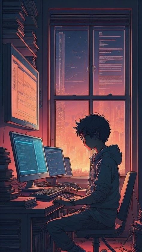 Anime Programmer, Dreamers Wallpaper, Aesthetic Lofi Art, Chill Poster, 0 Aesthetic, Nerdy Boy, Lofi Art, Samsung Mobile Phone, Pix Art