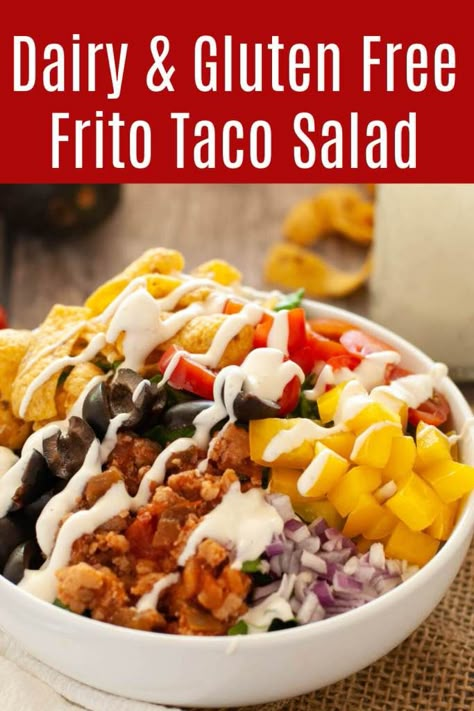 Dairy Free Mexican Recipes, Dairy Free Tacos, Alpha Gal Recipes, Frito Taco Salad, Wheat Belly Diet, Taco Meal, Dairy Free Foods, Dairy Free Salads, Gluten Free Tacos