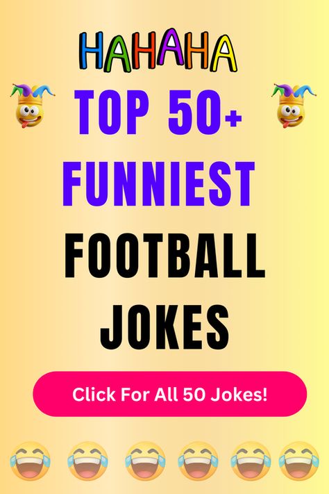 Check Out The Top 50+ Funny Football Jokes And Puns. Click For All 50+ Hilarious Football Jokes! Football Jokes For Kids, Football Puns, Football Jokes Funny, Sports Joke, Jokes And Puns, Kids Jokes, Football Jokes, Gym Quotes, Funny Football