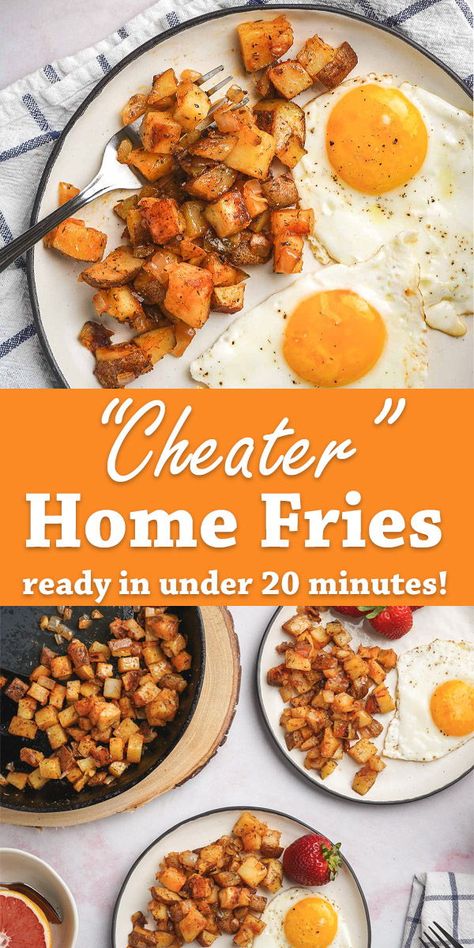 Easy Home Fries, Crispy Bacon In Oven, Home Fries Recipe, Potatoes Crispy, Brown Food, Hashbrown Recipes, Home Fries, Fries Recipe, Breakfast Potatoes