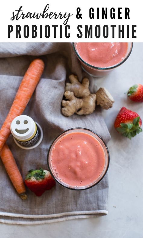 Probiotic Smoothie, Probiotics For Kids, Probiotic Benefits, Ginger Smoothie, Strawberry Smoothie, Strawberry Banana, Banana Smoothie, Smoothie Recipe, Smoothie Recipes Healthy