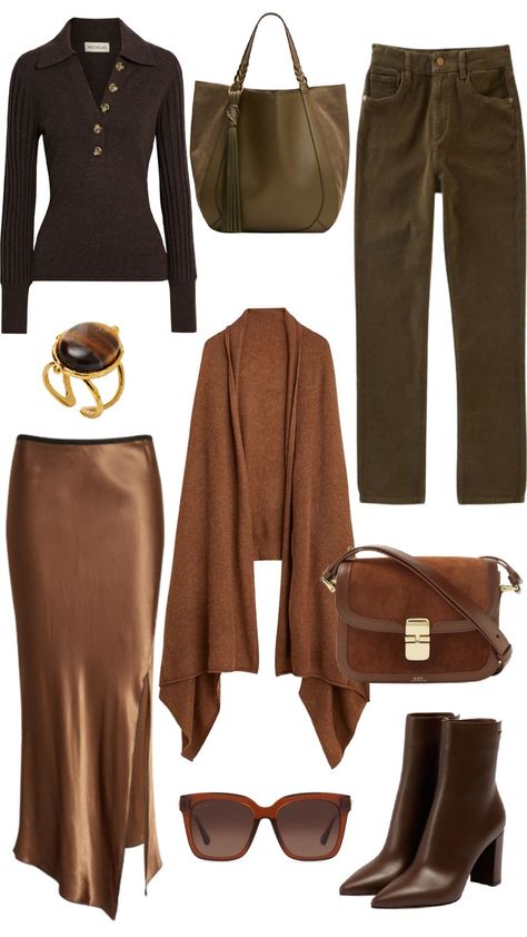 Rich Earth Tone Pieces for Fall Earth Tone Aesthetic Fashion, Earth Tone Outfits Aesthetic, Earth Toned Outfits, Earth Tones Outfit, Earth Tone Fashion, Earth Tone Clothes, Earth Tone Outfits, Brown Coats, Pick Outfits