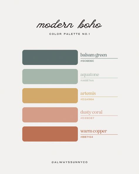 Modern Boho Color Palette, Colors For Branding, Boho Color Palette, Boho Classroom, Color Palette Inspiration, Desain Buklet, Hex Color Palette, Boho Color, Color Schemes Colour Palettes