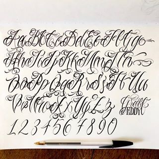 Cursive Tattoo Letters, Cursive Numbers, Fancy Cursive Fonts, Fancy Cursive, Tattoo Script Fonts, Letter Fonts, Tattoo Fonts Cursive, Lettering Styles Alphabet, Script Alphabet