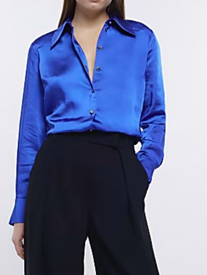 Cobalt Blue Blouse Outfit, Royal Blue Shirt Outfit, Blue Blouse Outfit, Royal Blue Shirts, Blue Shirt Women, Blue Outfits, Blue Outfit, Blouse Outfit, Clean Girl