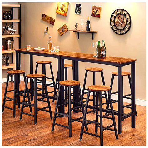 AmazonSmile: VASAGLE ALINRU Bar Stools, Set of 2 Bar Chairs, Kitchen Breakfast Bar Stools with Footrest, Industrial in Living Room, Party Room, Rustic Brown ULBC65X: Kitchen & Dining Pub Height Table, Kitchen Breakfast Bar Stools, Reclaimed Wood Bars, Dining Table Height, Wall Mounted Table, Wood Bar Table, Breakfast Bar Stools, High Top Tables, Breakfast Bar Kitchen