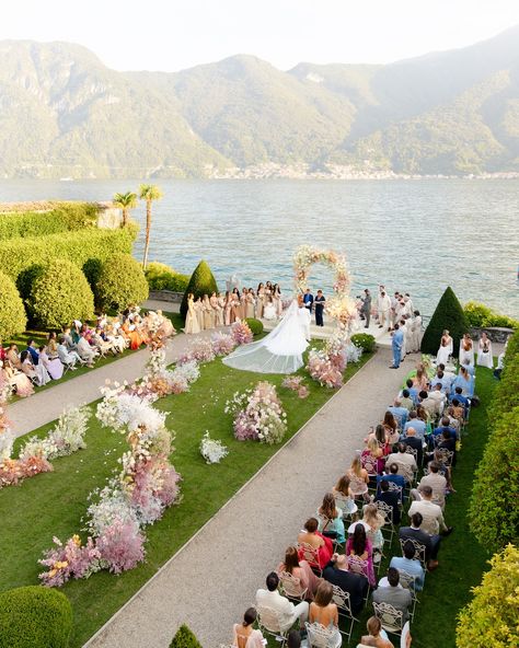 We are still dreaming of Tati and Roman’s wedding on Lake Como. Three days of celebration between the poetic Villa Pliniana and the majestic Villa Balbiano. In these photos the floral arrangements of the ceremony, with a large scenographic aisle in the main garden of Villa Balbiano and a romantic arch framing the panorama and the mountains of the lake. Thanks to @bespokeuniqueweddings for the beautiful project created together! Location @villa_balbiano @theheritagecollection Planner @bespo... Wedding On Lake, Wedding Weekend, Lake Como, Three Days, Wow Products, White Wedding, Wedding Designs, Fireworks, Beautiful Weddings