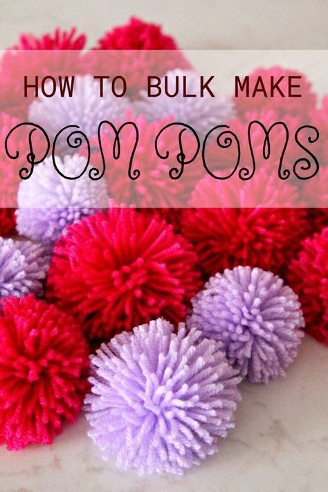 How to make pom poms in bulk | DIY pom poms | Make your own yarn pom poms Diy Pom Pom Rug, Make Pom Poms, Diy Pom Poms, Pom Pom Rug, Pom Pom Wreath, Diy Pom Pom, How To Make A Pom Pom, Pom Pom Maker, Yarn Pom Pom