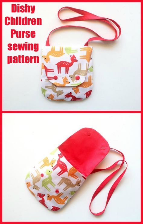 Fabric Bags For Kids, Simple Purses To Sew, Pattern For Small Purse, Children's Purses Sewing Patterns, Childs Purse Sewing Pattern Free, Small Crossbody Purse Pattern, Small Purse Sewing Pattern Free, Kids Purse Sewing Pattern, Small Purses To Sew