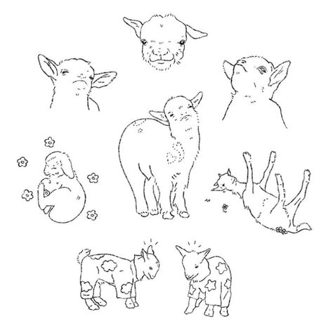 Simple Goat Tattoo, Goat Tattoo Cute, Baby Goat Tattoo, Small Goat Tattoo, Baby Goat Drawing, Cute Goat Tattoo, Cute Goat Drawing, Goat Doodle, Two Headed Calf Tattoo