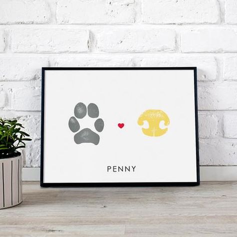 Custom Pet Paw and Nose Print Artwork | Pet Memorial Gift Ideas – Flutterbye Prints Dog Paw Print Craft, Dog Paw Print Art, Paw Print Crafts, Dog Decorations, Dog Frame, Dog Nose Print, Paw Print Art, Paw Painting, Paw Art