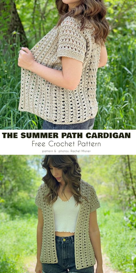 Summer Short Cardigan Free Crochet Patterns - Your Crochet Crochet Lady Cardigan Free Pattern, Crochet Summer Cardigan Free, Short Sleeve Cardigan Crochet Pattern, Crochet Womens Clothes Free Pattern, Crochet Short Sleeve Sweater, Free Crochet Tops For Women, Easy Crochet Summer Cardigan, Crochet Short Sleeve Sweater Pattern Free, Free Crochet Patterns Wearables