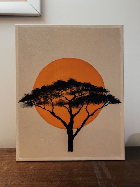 Acrylic on canvas African Acacia Tree Boho Style African Inspired Paintings, Surrealistic Art Painting, Boho Acrylic Painting Ideas On Canvas, Painting Ideas On Canvas African Art, Easy African Paintings, Small Tapestry Wall Hangings, African Tree Painting, Abstract Boho Painting Acrylic, Boho Style Paintings Canvas