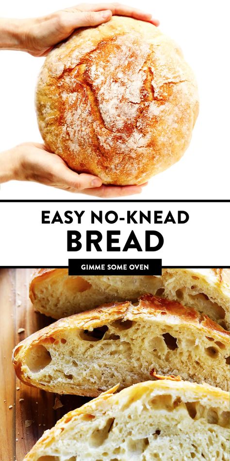 The BEST No Knead Bread recipes -- the traditional (overnight) method or a faster (2-hour) method. Both yield the most delicious crusty homemade bread loaves that are easy to make with minimal hands-on prep time. | gimmesomeoven.com #bread #noknead #easy #side #vegan #vegetarian #homemade No Knead Bread Recipes, Homemade Bread Loaf, No Knead Bread Recipe, Bread Loaves, Pudding Chia, Knead Bread Recipe, Knead Bread, Artisan Bread Recipes, Gimme Some Oven