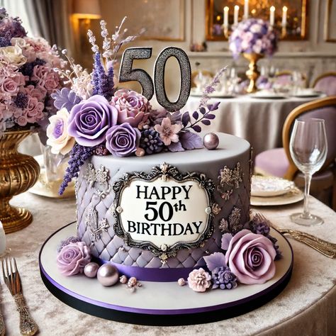 50th Birthday Cake Ideas Images 3 51st Birthday Cake For Women, 50th Birthday Ideas For Women Cakes, 50th Birthday Cake Ideas For Women, Purple And Silver Cake, 50 Birthday Cake Ideas For Women, 55th Birthday Cake, 50th Birthday Cake Ideas, 50th Birthday Cake Images, Happy 50th Birthday Wishes