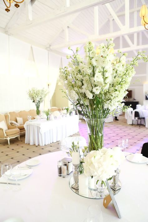 White Delphinium Arrangement, White Delphinium Centerpiece, White Delphinium Wedding, Delphinium Centerpiece, Gladiolus Centerpiece, Delphinium Wedding, Larkspur Wedding, Chatham Bars Inn Wedding, White Delphinium