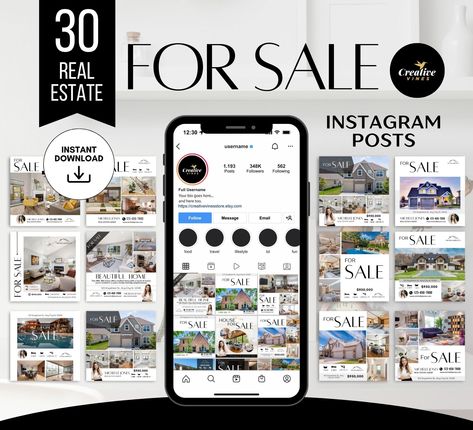 30 For Sale Instagram Posts Real Estate Social Media Listing Update Posts Realtor Instagram Posts For Sale Social Media Post Canva templates Realtor Instagram Posts, Realtor Instagram, Realtor Social Media, Real Estate Social Media, Realtor Branding, Real Estate Templates, Realtor Marketing, Social Media Games, Facebook Marketing