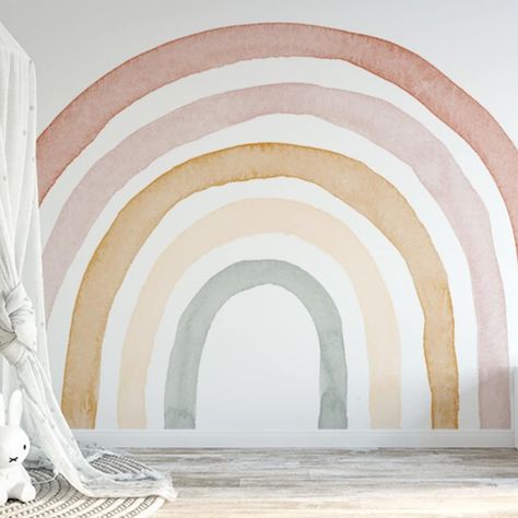 Boho Art & Styling on Instagram: “Our "Boho Rainbow" premium removable wallpaper mural is just perfect for a nursery or kids' room to add a splash of fun!” Boho Rainbow Room Decor, Boho Rainbow Bedroom, Rainbow Room Kids Girl Bedrooms, Boho Rainbow Room, Boho Rainbow Wallpaper, Rainbow Room Kids, Boho Rainbow Nursery, Rainbow Bedroom, Kids Deco