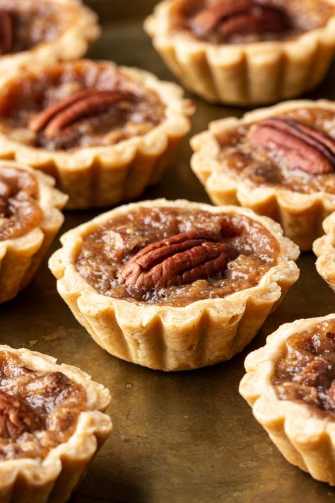 Mini vegan pecan pies - Lazy Cat Kitchen Mini Pecan Pie, Pecan Pie Tarts, Vegan Pecan Pie, Lazy Cat Kitchen, Vegan Pecan, Mini Pecan Pies, Pecan Pies, Gluten Free Pastry, Cat Kitchen