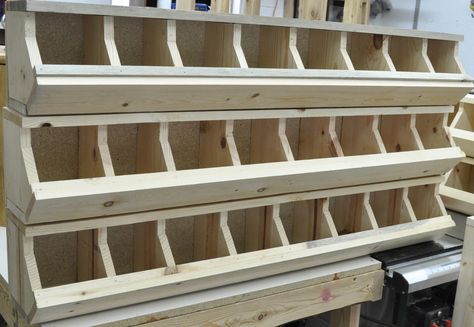 These bolt bins are reproduced from a 1912 copy Bolt Storage, Into The Wood, Garage Storage Organization, Diy Holz, Shop Storage, Woodworking Workshop, Garage Tools, Woodworking Jigs, Into The Woods