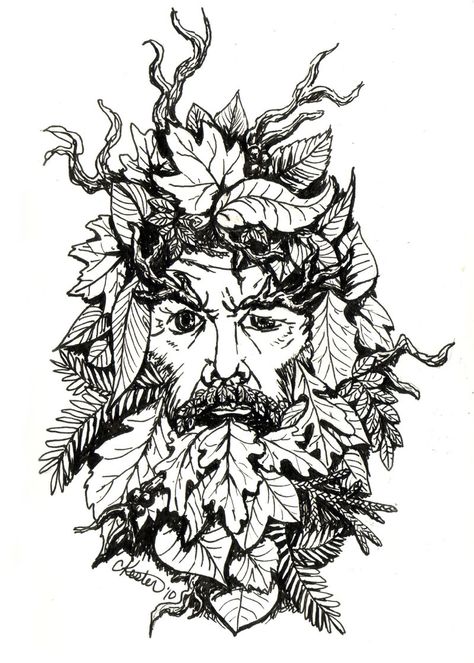 Green Man by ladyfireoak.deviantart.com on @DeviantArt The Green Man, Green Man Tattoo, Small Celtic Tattoos, Celtic Tree Tattoos, Pagan Tattoo, Man Sketch, Wood Spirit, Celtic Tree, Celtic Tattoos