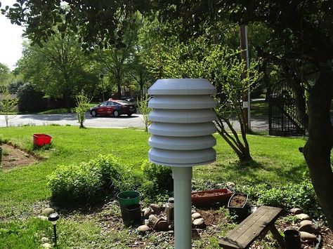 A Stevenson screen is an outdoor shelter for your meteorological sensors, such as those that come along with your electronic home weather station. The World Meteorological Organization (WMO) agreed standard for the height of the screen is between 1.25 m (4ft 1 in) and 2 m (6ft 7 in). Its purpose is to provide a standardized environment in which to measure temperature, humidity, dew point and atmospheric pressure. The louvered design allows for the instrument to be sheltered from direct sunli... Stevenson Screen, Wildlife Camera, Atmospheric Pressure, Outdoor Shelters, Weather Instruments, Meteorology, Weather Station, Diy Electronics, Solar Panel